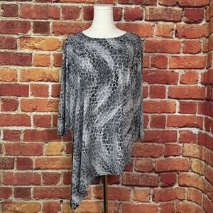 Chico's Travelers Women's Size 3  Asymmetrical Blouse 3/4‎ Sleeve